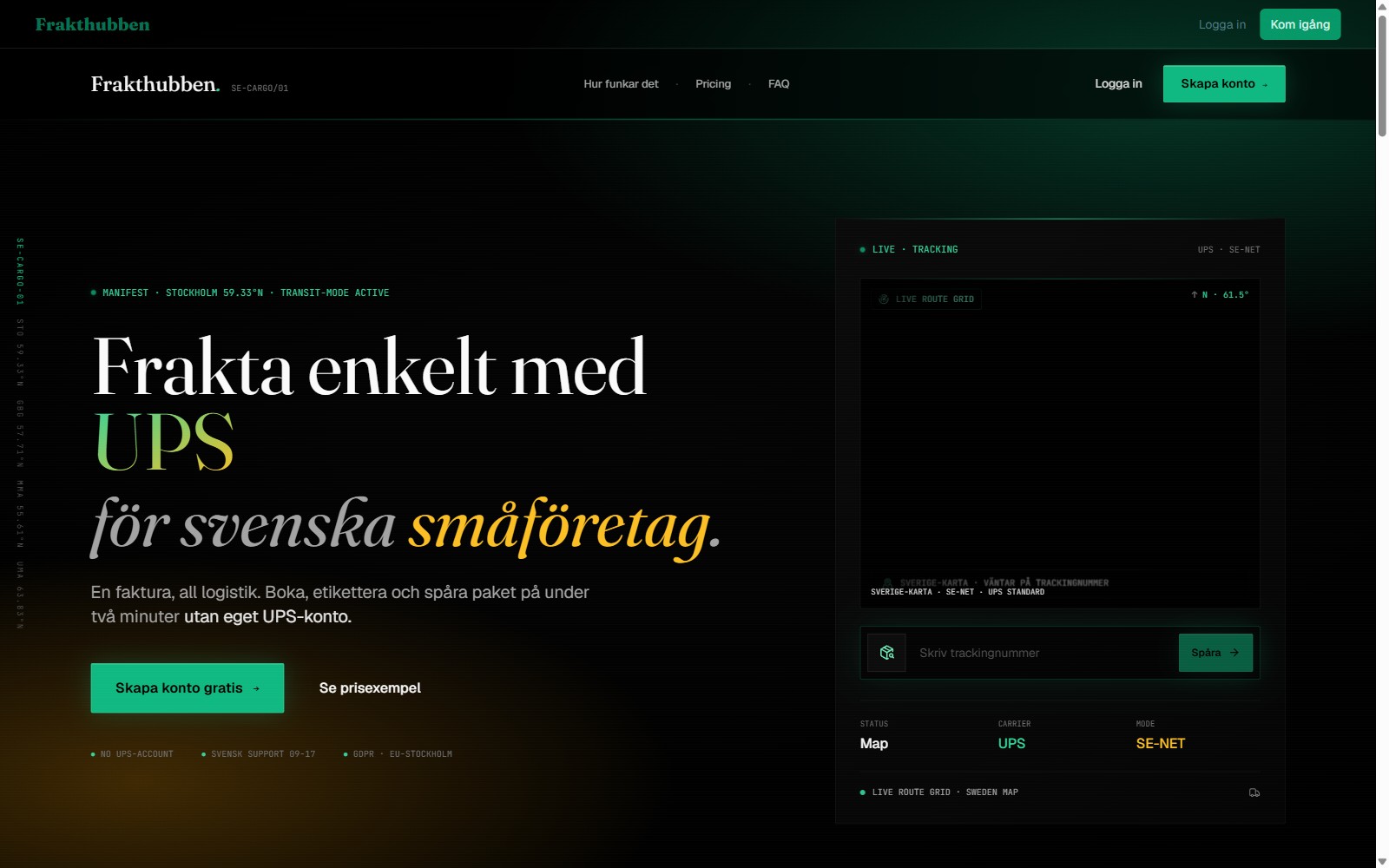 Frakthubben — skärmdump